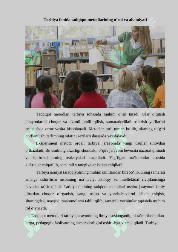 tarbiya fanining tadqiqot metodlari 4