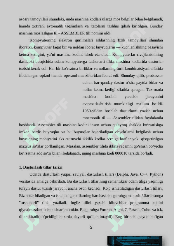 DASTURLASH TILLARI 5
