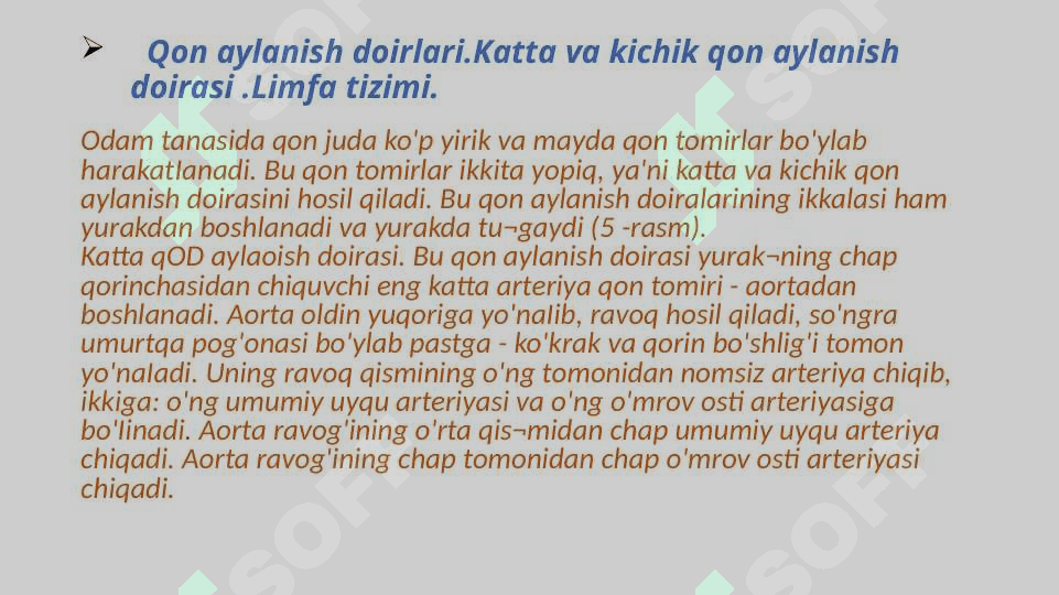 Qon aylanish tizmining anatomo-funksional tuzulishi 3