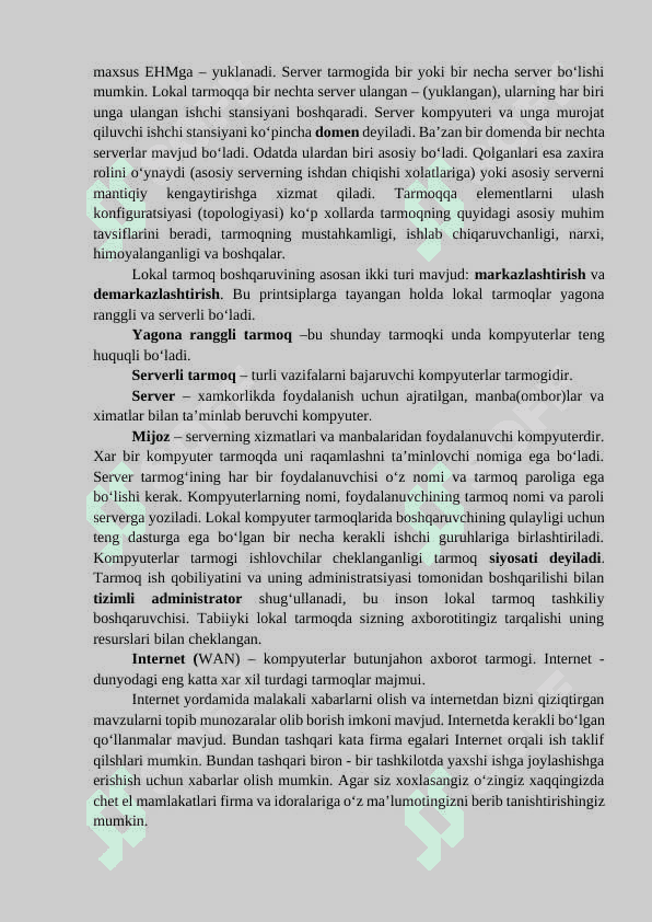 Kompyuter tarmoqlari va tarmoq texnologiyalari 2