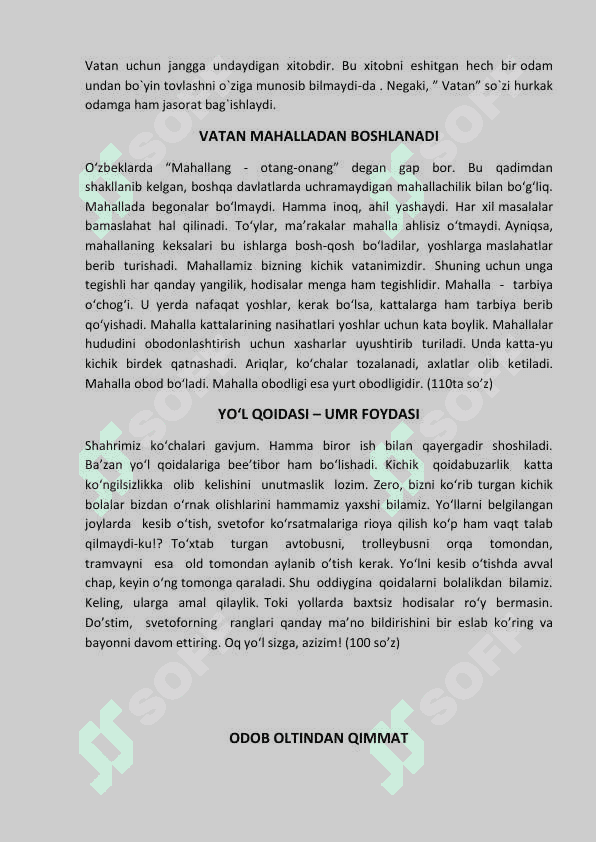 5-6-7-8-9-sinflar uchun Bayonlar 6