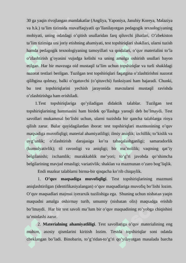 Test topshiriqlarini tuzish va sinash metodikasi 3