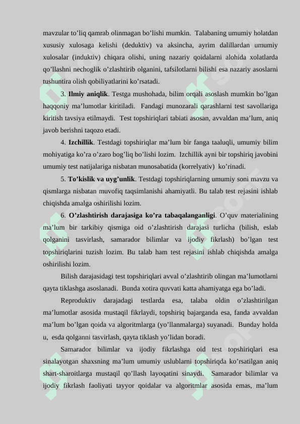Test topshiriqlarini tuzish va sinash metodikasi 4
