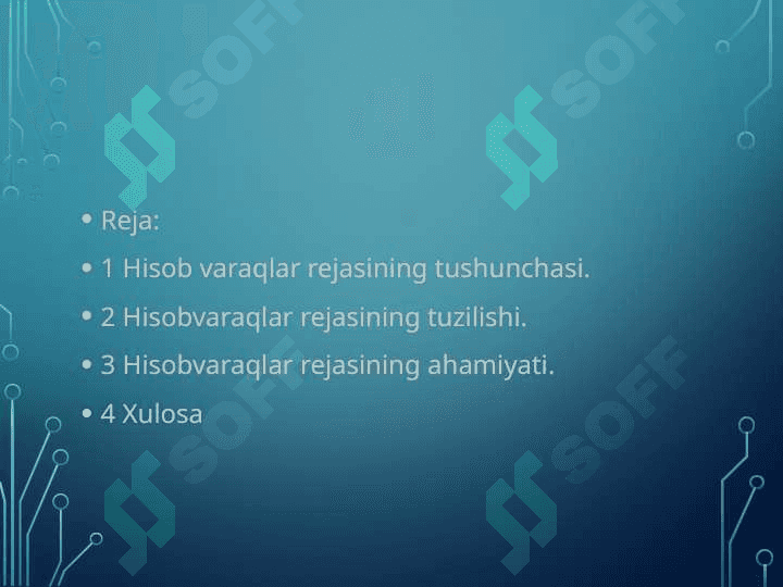 Hisobvaraqlar rejasining tarkibi va tuzilishi 2