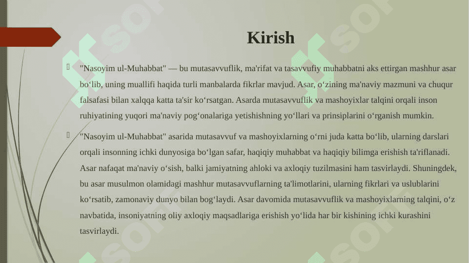 Nasoyim ul- muhabbat asarida mutasavvuf va mashoyixlar talqini 3