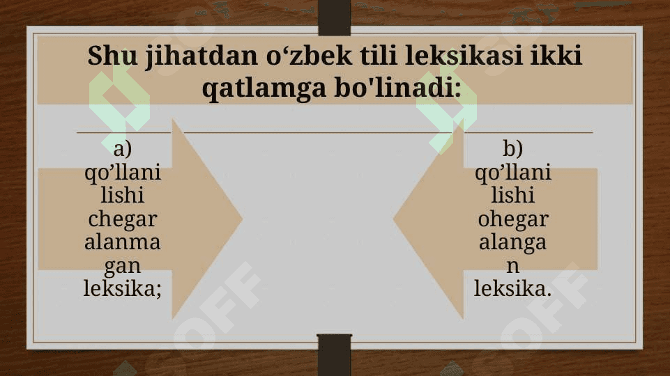 Imo ishora tilida qo'lanilishi chegaralangan va chegaralanmagan leksika 4