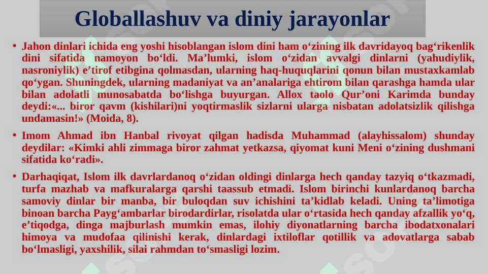 O'zbekistonda faoliyat yuritayotgan diniy tashkilotlar 8