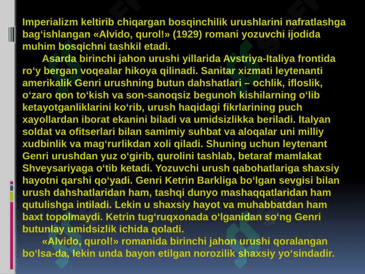 XX  ASR  BOSHLARI AMERIKA ADABIYOTI 5