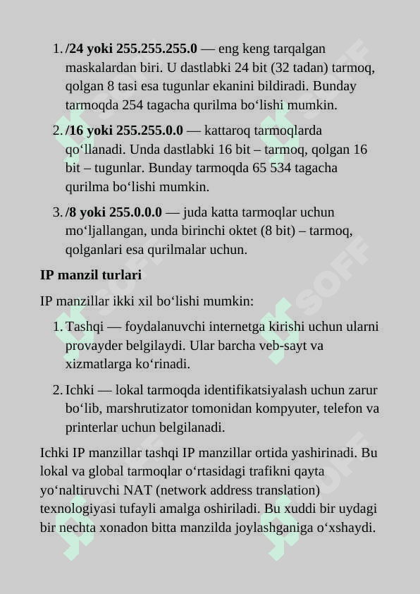 Mavzu: IP manzillarni boshqarish usullari. 7