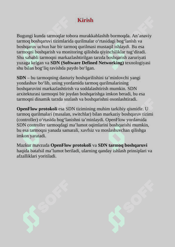Mavzu: OpenFlow protokoli va SDN tarmoq boshqaruvi. 3