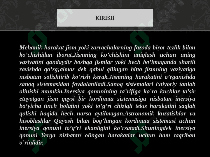 Noinersial sanoq  sistemalaridagi  harakat 2