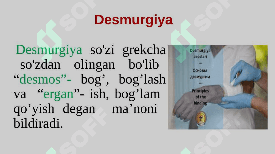 Desmurgiya. Transport  immobilizatsiyasi 4