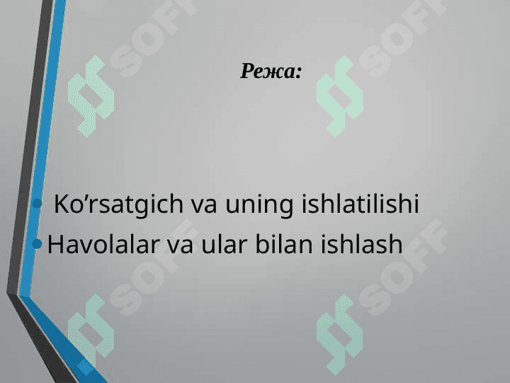 Ko’rsatgich va havolalar bilan ishlash 2