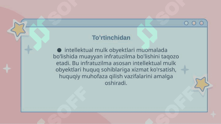 INTELLEKTUAL MULKNI XALQARO-HUQUQIY HIMOYA QILISH INTELLEKTUAL MULKNI XALQARO-HUQUQIY HIMOYA QILISH 6