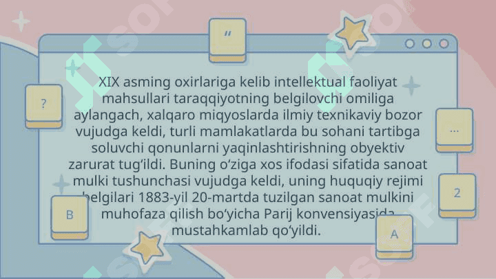 INTELLEKTUAL MULKNI XALQARO-HUQUQIY HIMOYA QILISH INTELLEKTUAL MULKNI XALQARO-HUQUQIY HIMOYA QILISH 8