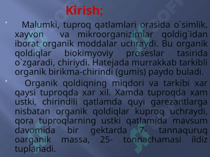 Tuproqdagi organik moddalar tarkibi 2