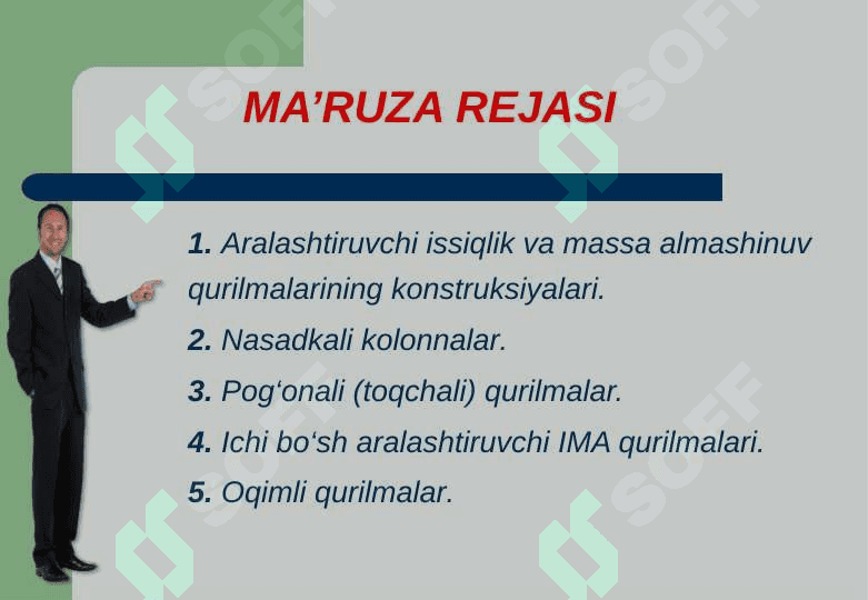 ARALASHTIRUVCHI ISSIQLIK VA MASSA ALMASHINUV QURILMALARI 2