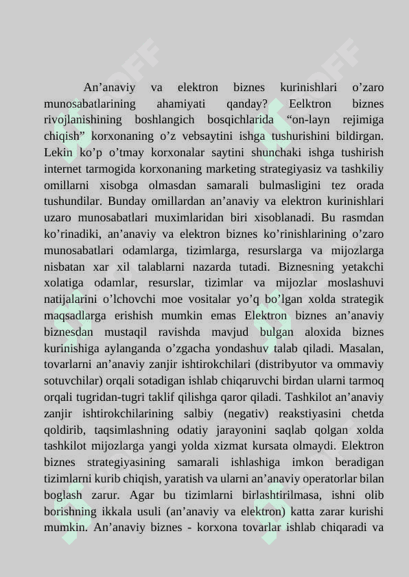 Internet tarmogida biznes jarayonlarni tashkil etish. 2