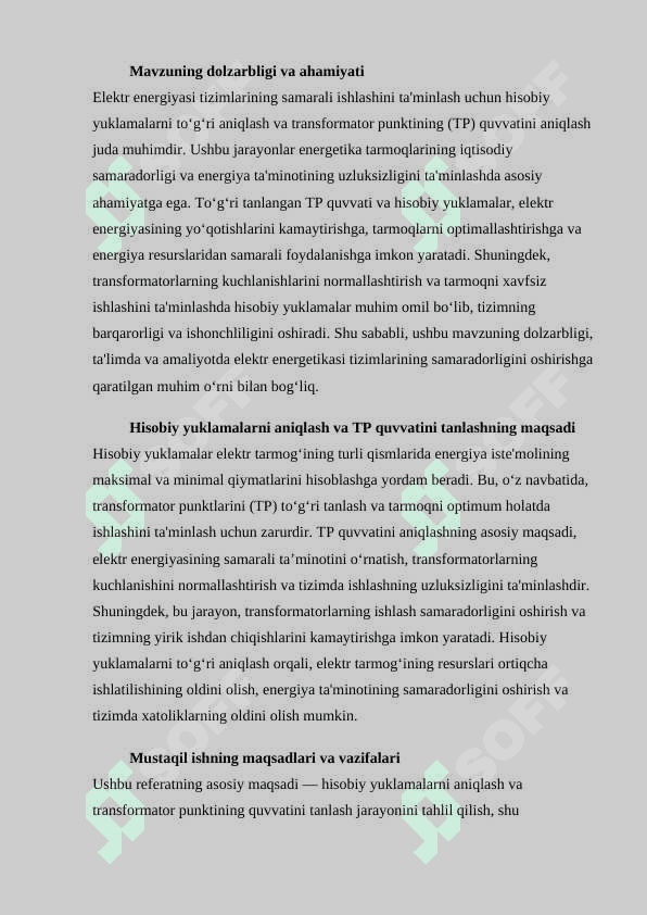 Hisobiy yuklamalarni aniqlash va transformator punkti (tp) quvvatini tanlash.docx 3