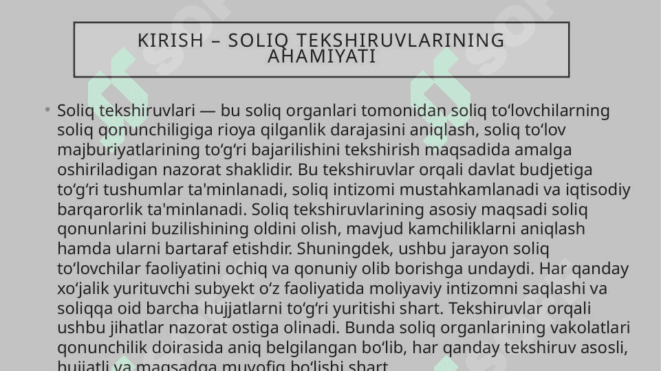 Soliq tekshiruvlarini o'tkazish tartibi 2