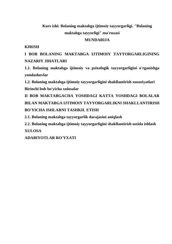 Bolaning maktabga ijtimoiy tayyorgarligi. Bolaning maktabga tayyorligi