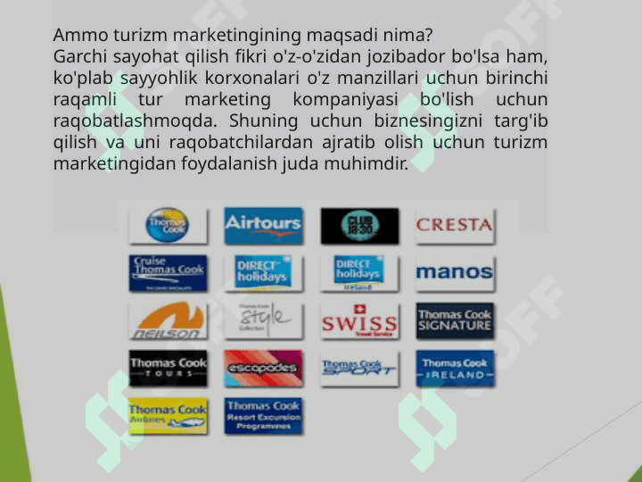 Mavzu: Turizmda marketing faoliyatlari tushunchasi 6