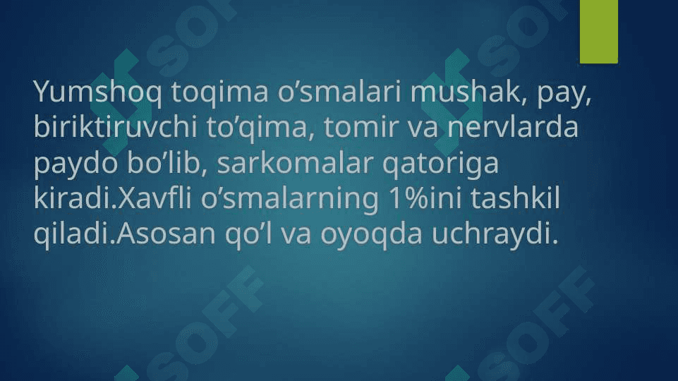 YUMSHOQ TO‘QIMA VA SUYAK SARKOMASI 2