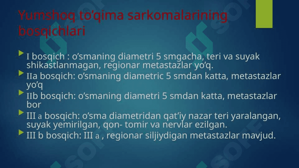 YUMSHOQ TO‘QIMA VA SUYAK SARKOMASI 5