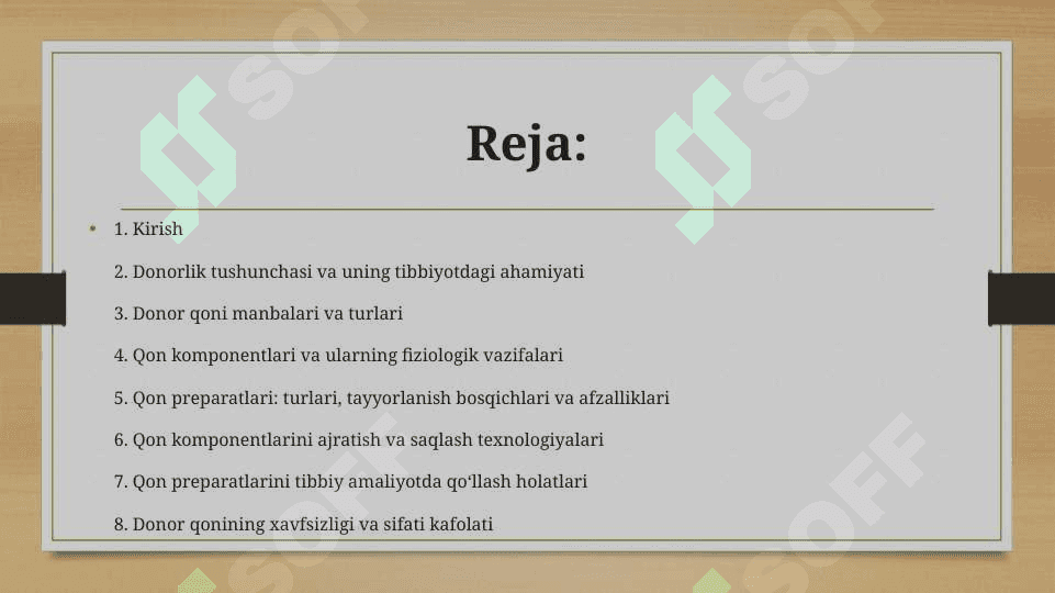 Donor qoni manbalari. Qon komponentlari va preparatlari 2