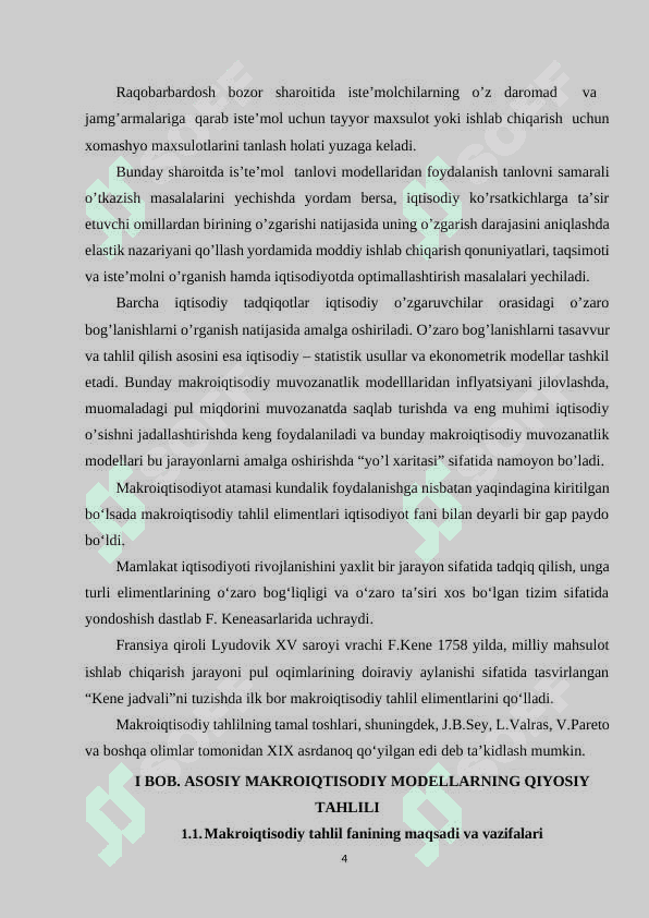 ASOSIY MAKROIQTISODIY MODELLARNING QIYOSIY TAHLILI 4