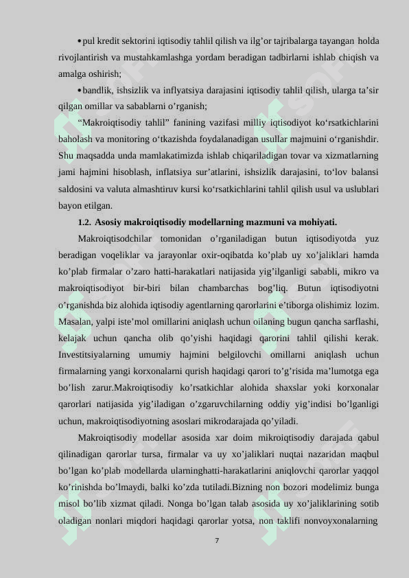 ASOSIY MAKROIQTISODIY MODELLARNING QIYOSIY TAHLILI 7