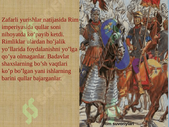 6-sinf tarix dars ishlanma Mavzu: Qullar va gladiatorlar 8