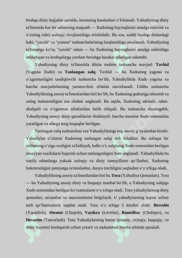 Yahudiylik  ta'limoti, an’ana va marosimlari. 3