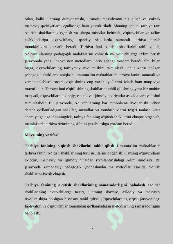 Umumta'lim maktablarida tarbiya fanini o'qitish shakllari va ularga misollar 7