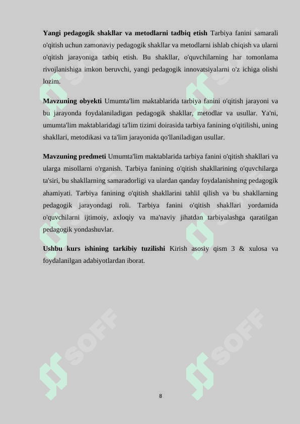 Umumta'lim maktablarida tarbiya fanini o'qitish shakllari va ularga misollar 8