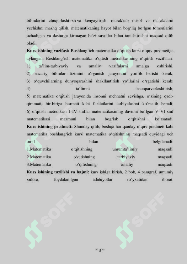MATEMATIKA FANLARIDAN  DARSDAN TASHQARI 3