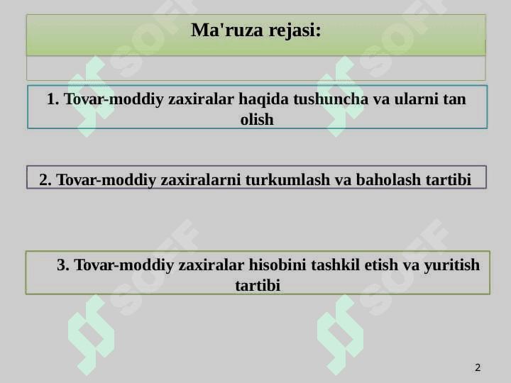 Tovar moddiy zahiralari hisobi 2