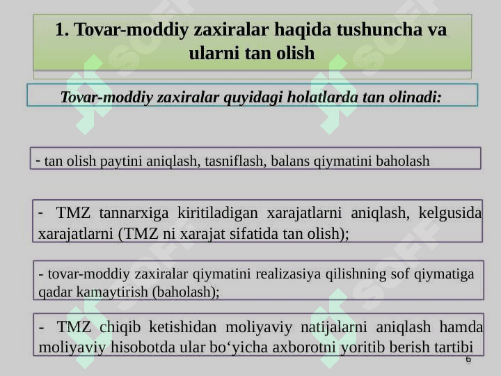 Tovar moddiy zahiralari hisobi 6