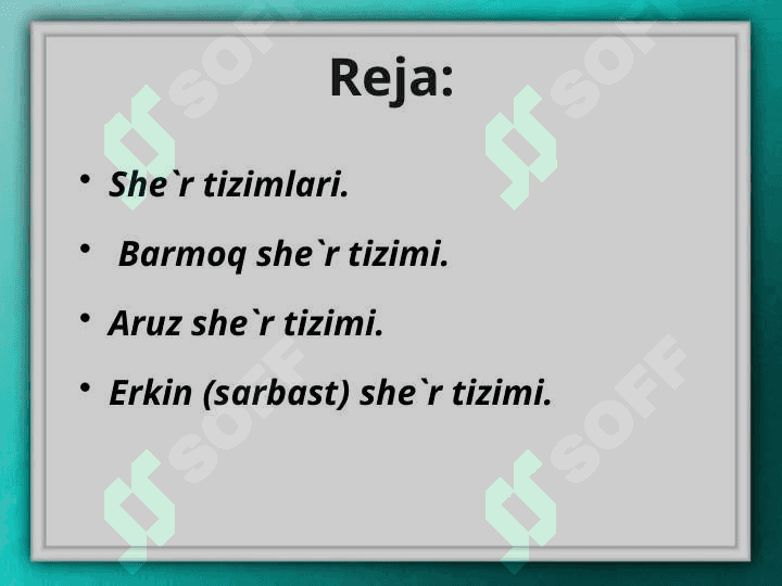 She`riy tizimlar va she`riy janrlar 3