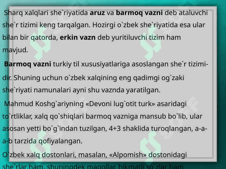 She`riy tizimlar va she`riy janrlar 6