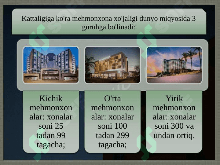 Mavzu:  Mehmonxona xo’jaligi va mehmonxona xizmati 4