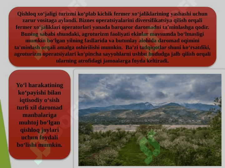 Mavzu: Turizm (agroturizm) sohasida taklif, talab va raqobatning xususiyatlari 3