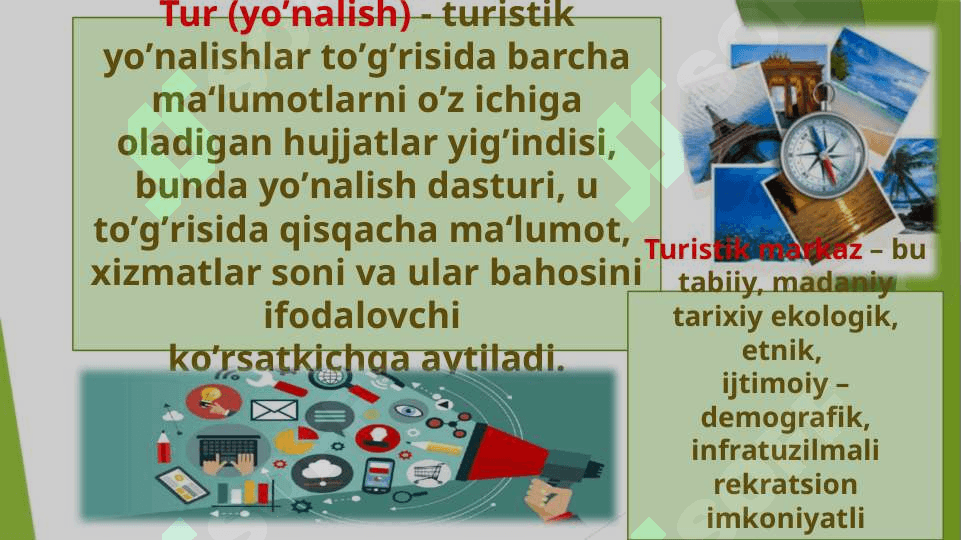 Mavzu:  TURLARNI VA YO'NALISHLARNI ISHLAB CHIQISH 3