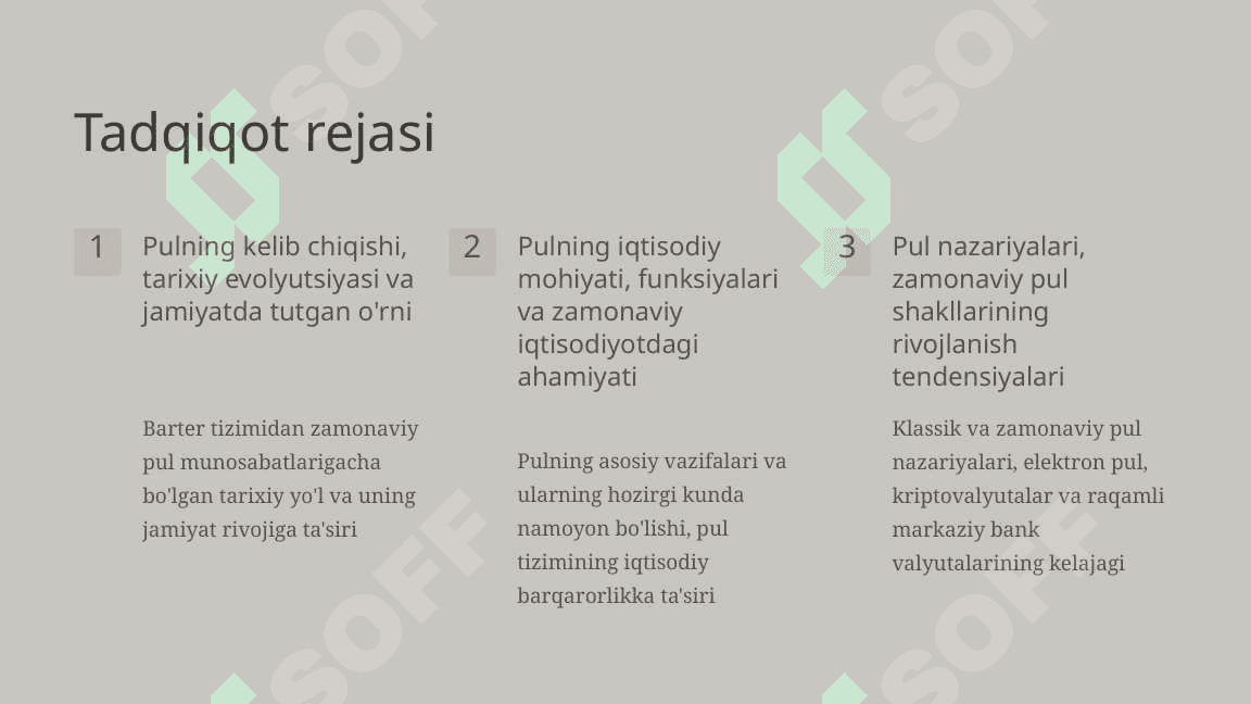 Pulning kelib chiqishi va mazmuni 2
