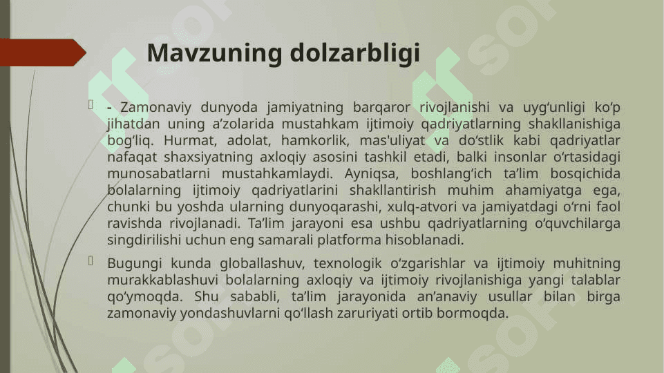 TA'LIM JARAYONIDA BOLALARNING IJTIMOIY QADRIYATLARINI SHAKLLANTIRISH 4