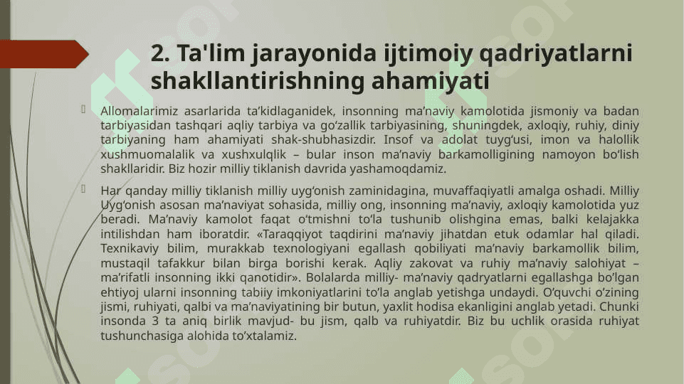 TA'LIM JARAYONIDA BOLALARNING IJTIMOIY QADRIYATLARINI SHAKLLANTIRISH 8
