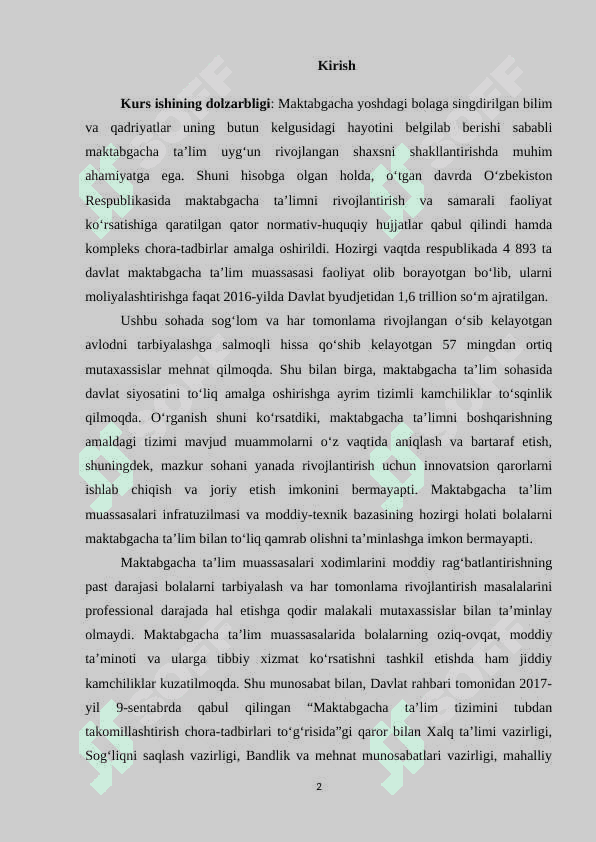 MAKTABGACHA  TA’LIM  TIZIMINI  2030-YILGACHA  RIVOJLANTIRISH KONSEPSIYASINING  MAZMUN  VA  MOHIYATI 2