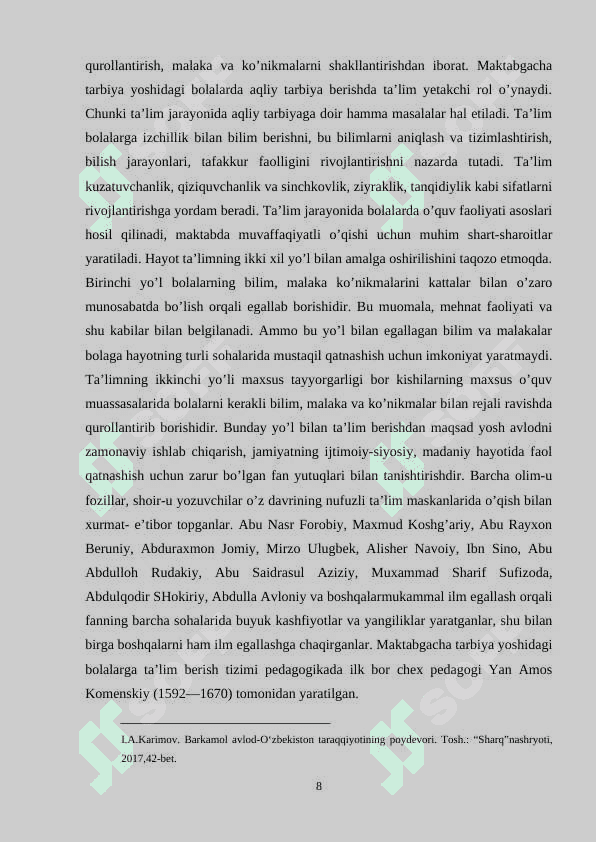 MAKTABGACHA TA’LIM TASHKILOTLARIDA TARBIYA TURLARINING SHAXS KAMOLOTIGA TA’SIRI 8