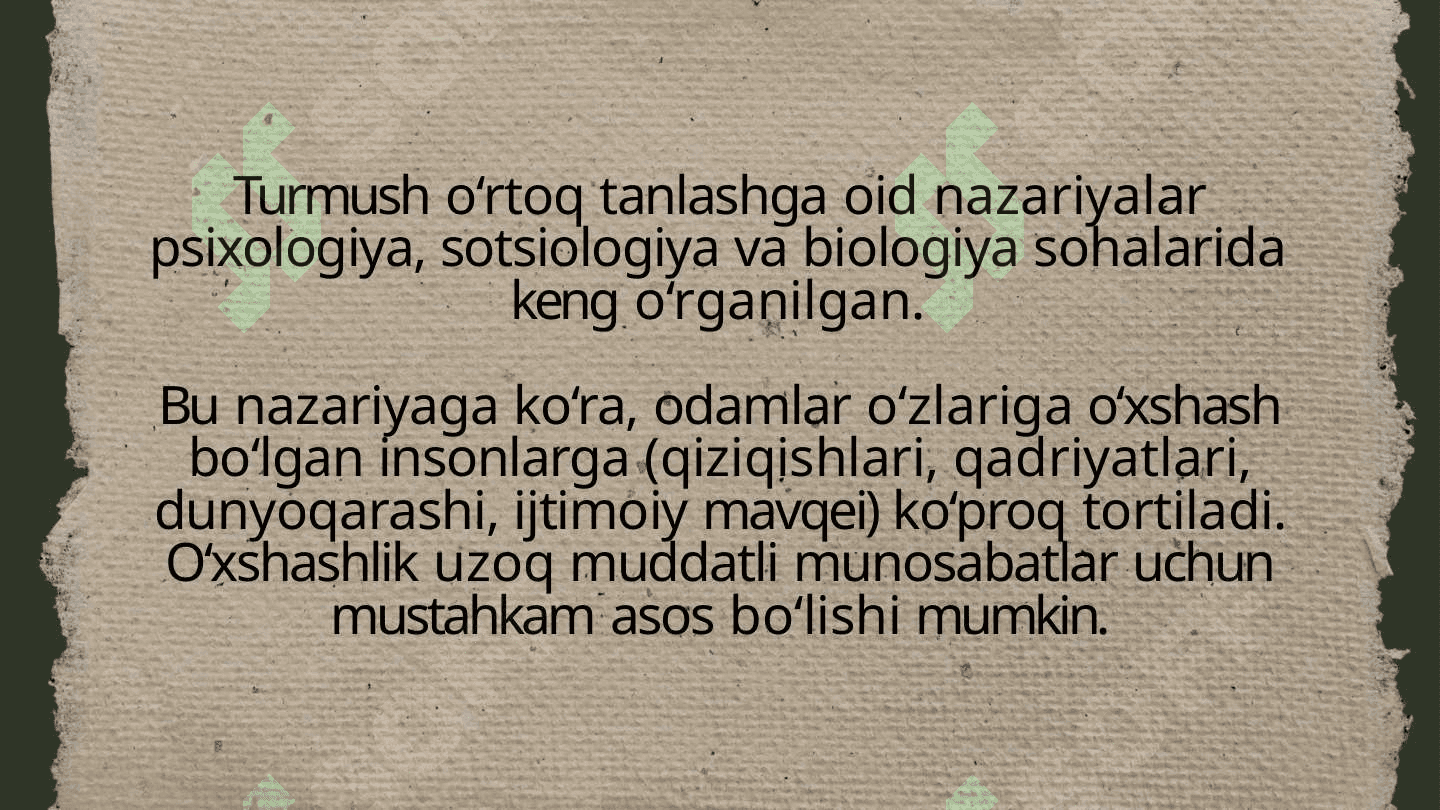 Turmush o’rtoq tanlash nazariyalari 2