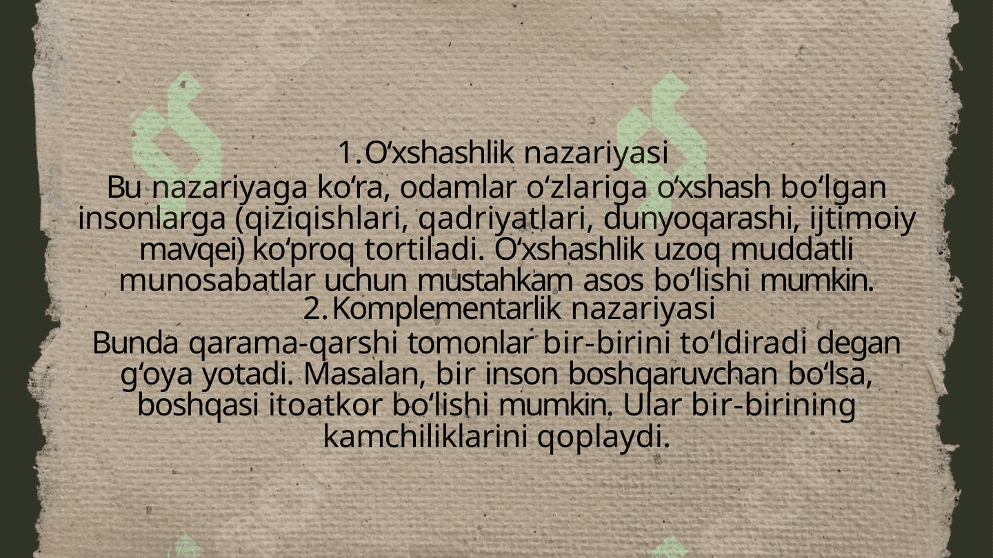 Turmush o’rtoq tanlash nazariyalari 3